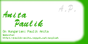 anita paulik business card